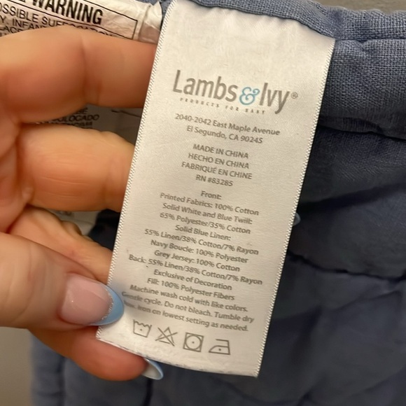 Lambs & Ivy Quilt Baby Blanket Elephants Blue - Picture 6 of 9